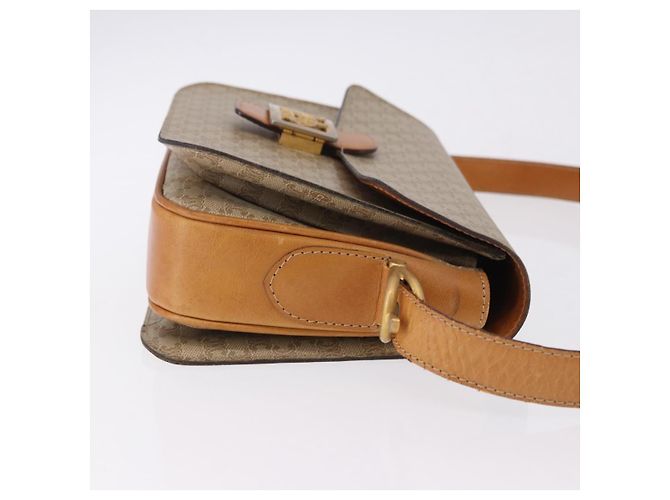 Céline Borsa a tracolla CELINE Macadam Canvas PVC Beige Gold Auth 195634 D'oro - vista 3