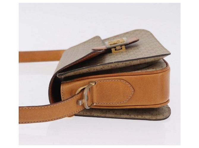 Céline Borsa a tracolla CELINE Macadam Canvas PVC Beige Gold Auth 195634 D'oro - vista 4