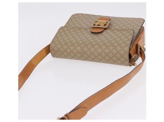 Céline Borsa a tracolla CELINE Macadam Canvas PVC Beige Gold Auth 195634 D'oro - vista 6