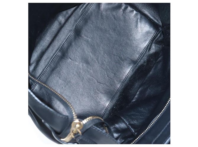 Céline CELINE Luggage Hand Bag Leather Black Gold Auth am12236V Golden - view 10