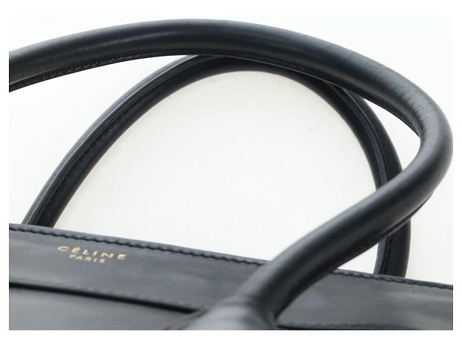 Céline CELINE Luggage Hand Bag Leather Black Gold Auth am12236V Golden - view 14