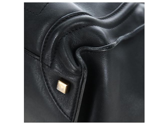 Céline CELINE Luggage Hand Bag Leather Black Gold Auth am12236V Golden - view 15
