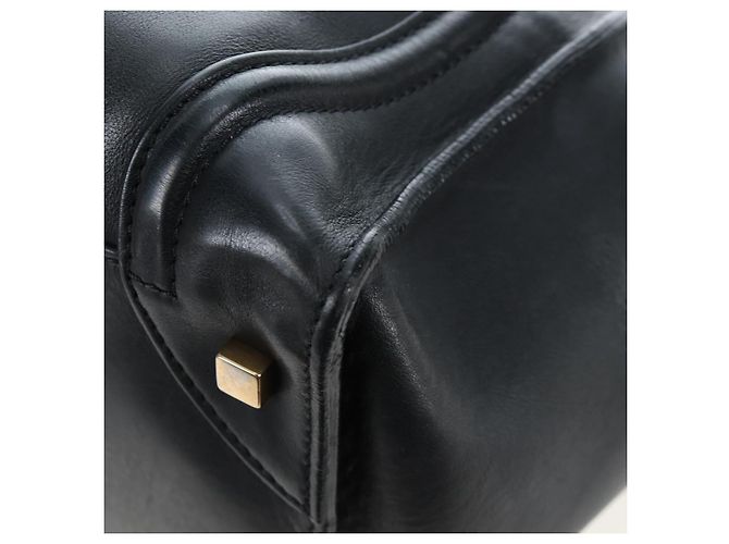 Céline CELINE Luggage Hand Bag Leather Black Gold Auth am12236V Golden - view 17