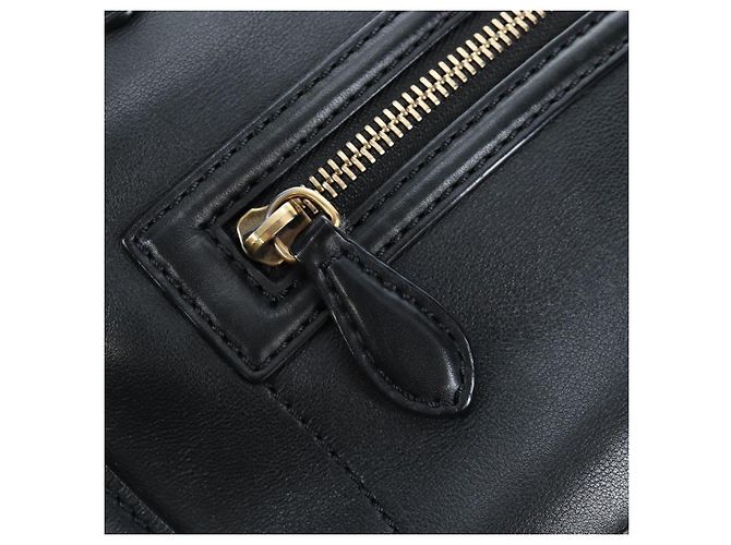 Céline CELINE Luggage Hand Bag Leather Black Gold Auth am12236V Golden - view 18