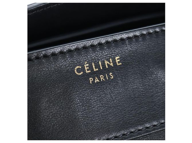Céline CELINE Luggage Hand Bag Leather Black Gold Auth am12236V Golden - view 20