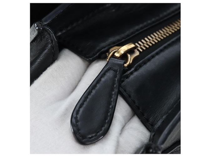 Céline CELINE Luggage Hand Bag Leather Black Gold Auth am12236V Golden - view 21