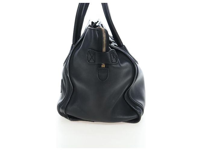Céline CELINE Luggage Hand Bag Leather Black Gold Auth am12236V Golden - view 3
