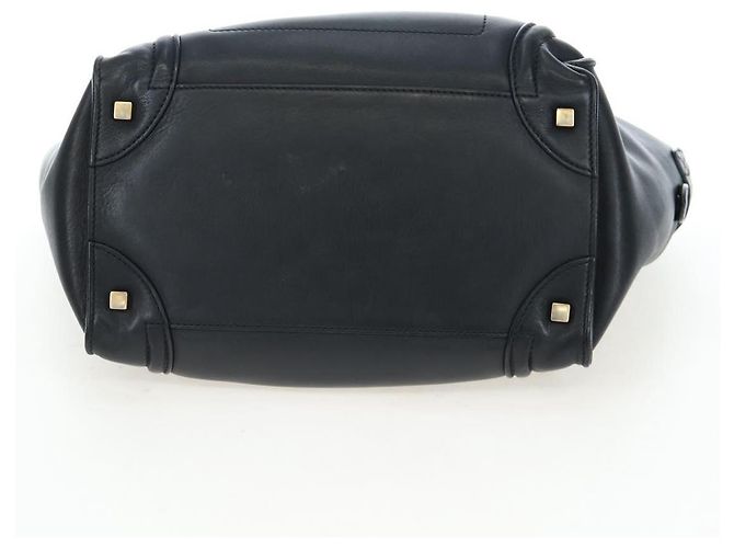 Céline CELINE Luggage Hand Bag Leather Black Gold Auth am12236V Golden - view 5