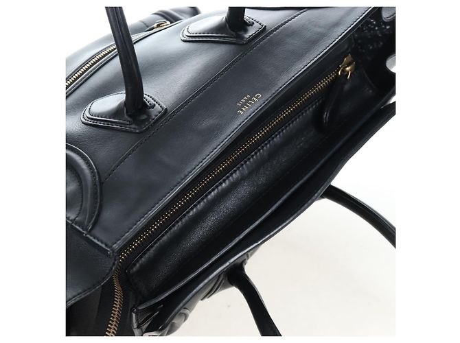 Céline CELINE Luggage Hand Bag Leather Black Gold Auth am12236V Golden - view 7