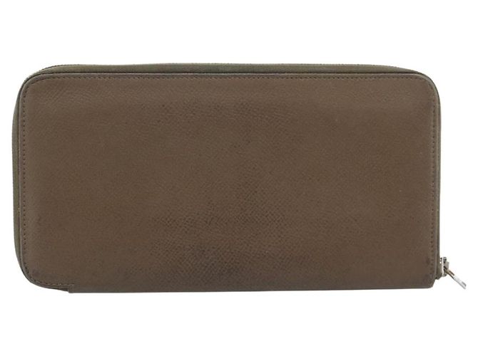 Hermès HERMES Cartera Larga Azap Cuero Beige Silver Auth 196019 Plata - vista 2