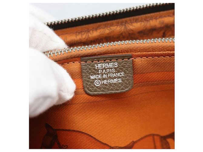 Hermès HERMES Cartera Larga Azap Cuero Beige Silver Auth 196019 Plata - vista 21