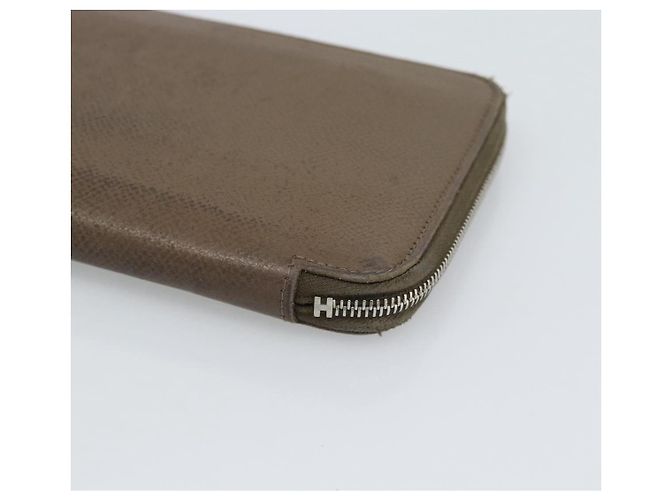 Hermès HERMES Cartera Larga Azap Cuero Beige Silver Auth 196019 Plata - vista 7