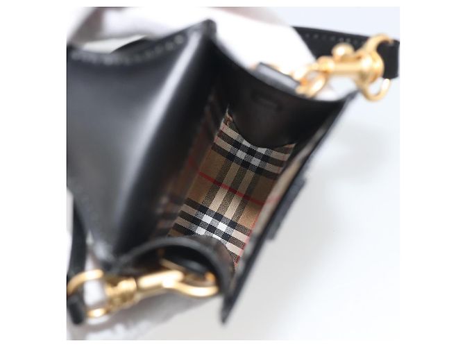 BURBERRY Pochette in pelle nera e oro Auth 195059A Nero D'oro - vista 11