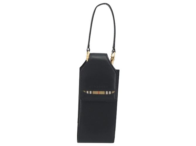 BURBERRY Pochette in pelle nera e oro Auth 195059A Nero D'oro - vista 13