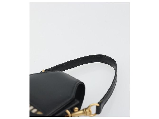 BURBERRY Pochette in pelle nera e oro Auth 195059A Nero D'oro - vista 14