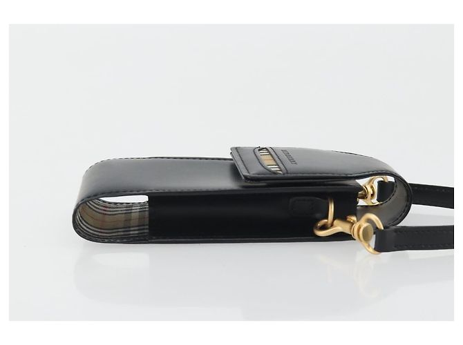 BURBERRY Pochette in pelle nera e oro Auth 195059A Nero D'oro - vista 3