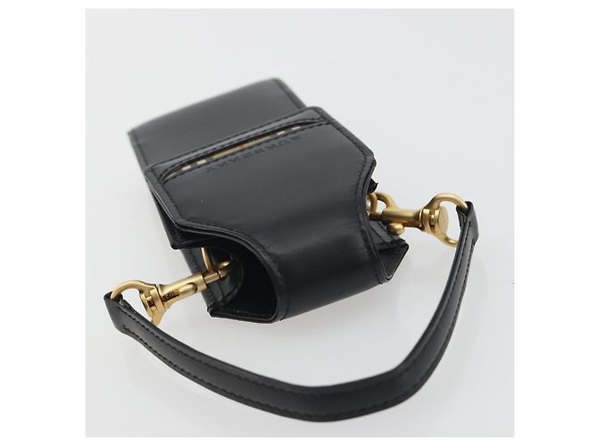 BURBERRY Pochette in pelle nera e oro Auth 195059A Nero D'oro - vista 6