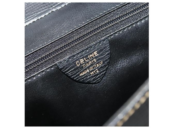 Céline Borsa a pochette CELINE Circle Clutch Bag Leather Black Gold Auth 195006 Nero D'oro - vista 12
