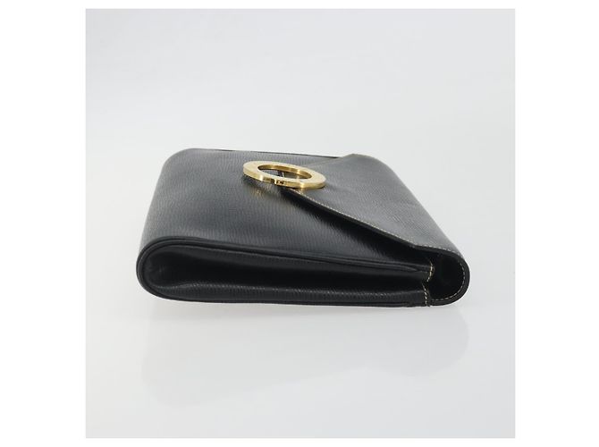 Céline Borsa a pochette CELINE Circle Clutch Bag Leather Black Gold Auth 195006 Nero D'oro - vista 3