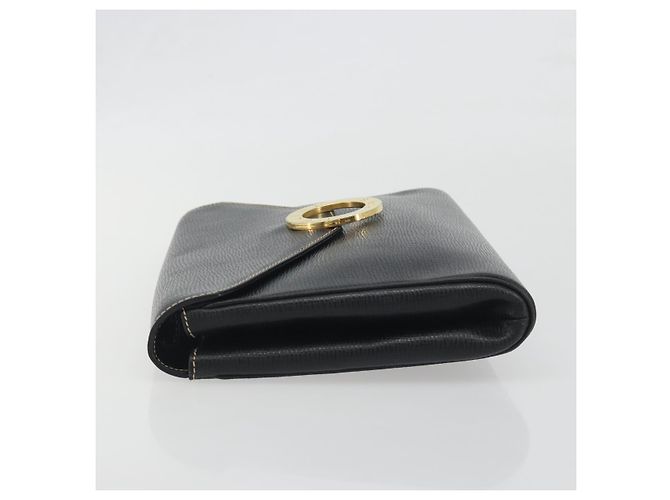 Céline Borsa a pochette CELINE Circle Clutch Bag Leather Black Gold Auth 195006 Nero D'oro - vista 4