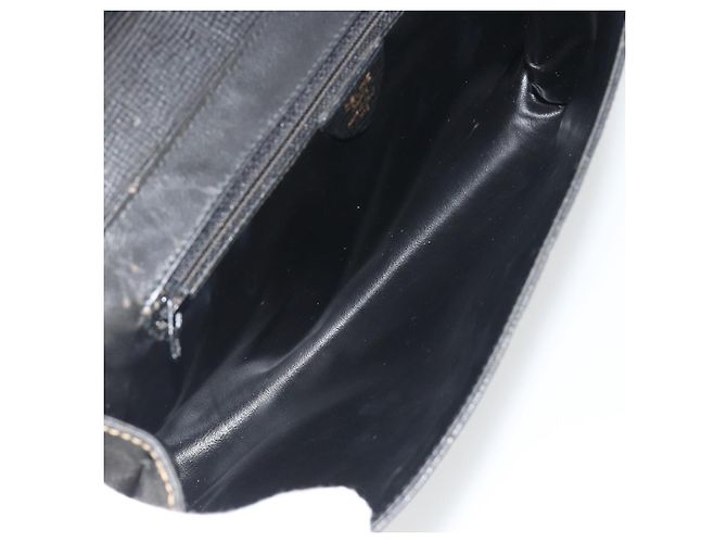 Céline Borsa a pochette CELINE Circle Clutch Bag Leather Black Gold Auth 195006 Nero D'oro - vista 9