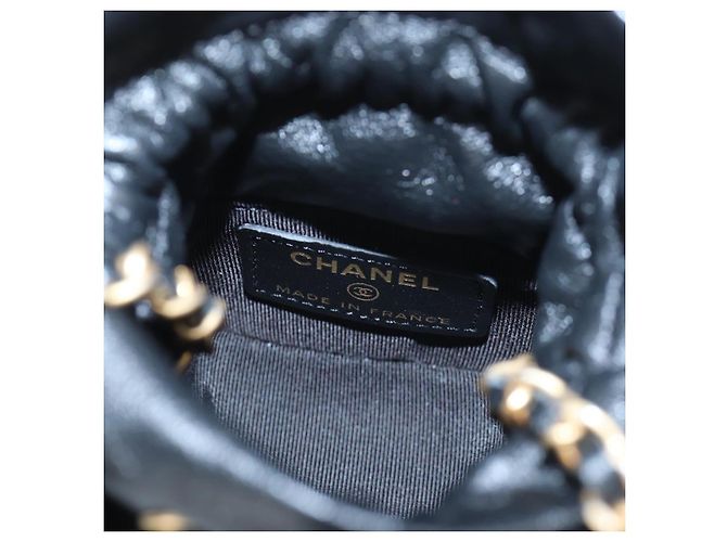 CHANEL Matelasse Chain Shoulder Pouch Lamb Skin Black Gold Tone CC Auth 196221M Nero - vista 10