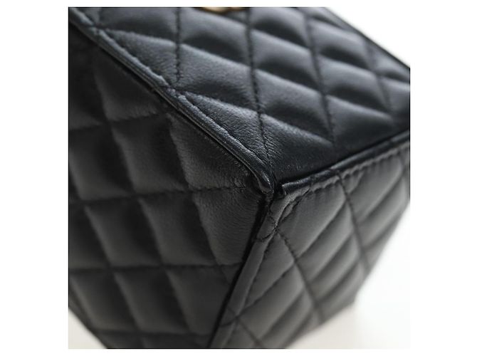 CHANEL Matelasse Chain Shoulder Pouch Lamb Skin Black Gold Tone CC Auth 196221M Nero - vista 14