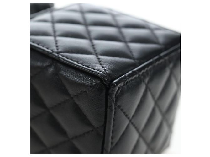 CHANEL Matelasse Chain Shoulder Pouch Lamb Skin Black Gold Tone CC Auth 196221M Nero - vista 16