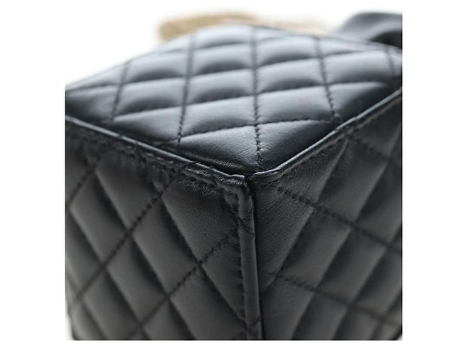 CHANEL Matelasse Chain Shoulder Pouch Lamb Skin Black Gold Tone CC Auth 196221M Nero - vista 17