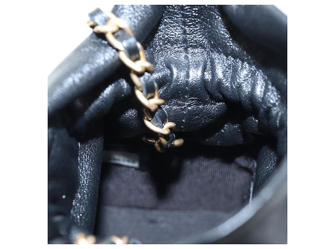 CHANEL Matelasse Chain Shoulder Pouch Lamb Skin Black Gold Tone CC Auth 196221M Nero - vista 19