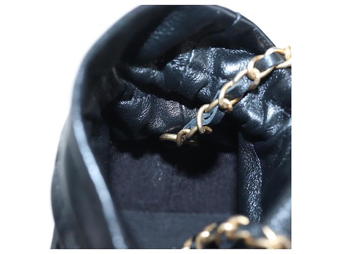 CHANEL Matelasse Chain Shoulder Pouch Lamb Skin Black Gold Tone CC Auth 196221M Nero - vista 20