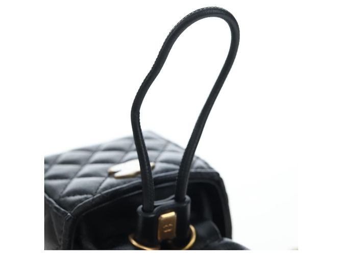 CHANEL Matelasse Chain Shoulder Pouch Lamb Skin Black Gold Tone CC Auth 196221M Nero - vista 7