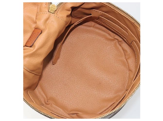 Céline CELINE Macadam Vanity Cosmetic Pouch PVC Leather Brown Gold Tone Auth 196128A Marrone - vista 11