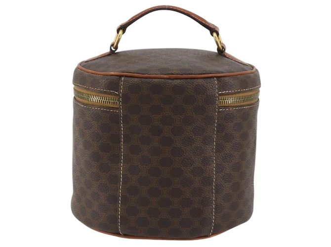 Céline CELINE Macadam Vanity Cosmetic Pouch PVC Leather Brown Gold Tone Auth 196128A Marrone - vista 2