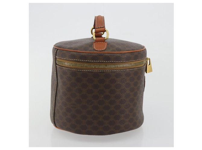 Céline CELINE Macadam Vanity Cosmetic Pouch PVC Leather Brown Gold Tone Auth 196128A Marrone - vista 4