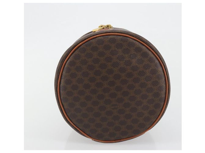 Céline CELINE Macadam Vanity Cosmetic Pouch PVC Leather Brown Gold Tone Auth 196128A Marrone - vista 5