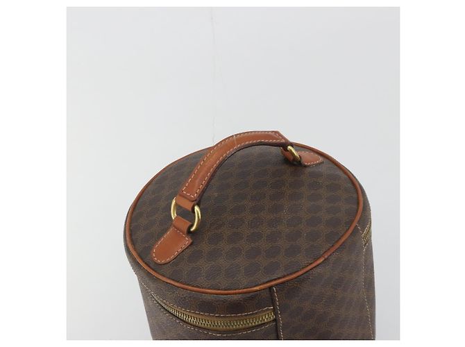 Céline CELINE Macadam Vanity Cosmetic Pouch PVC Leather Brown Gold Tone Auth 196128A Marrone - vista 6