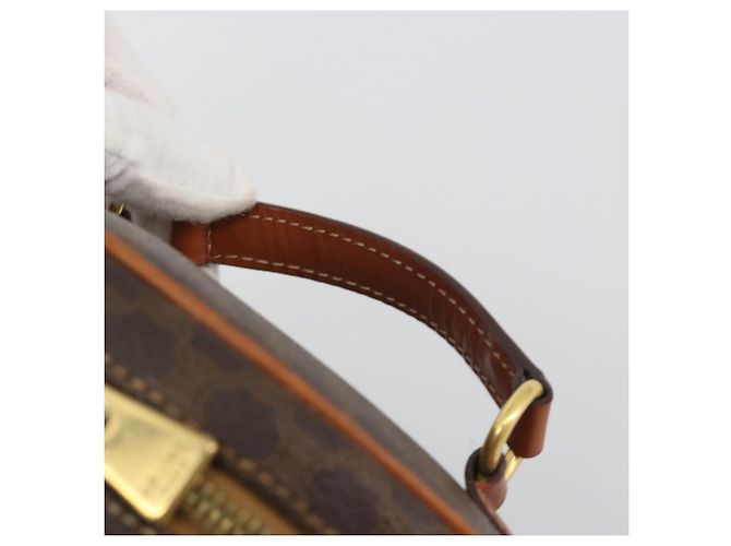 Céline CELINE Macadam Vanity Cosmetic Pouch PVC Leather Brown Gold Tone Auth 196128A Marrone - vista 8