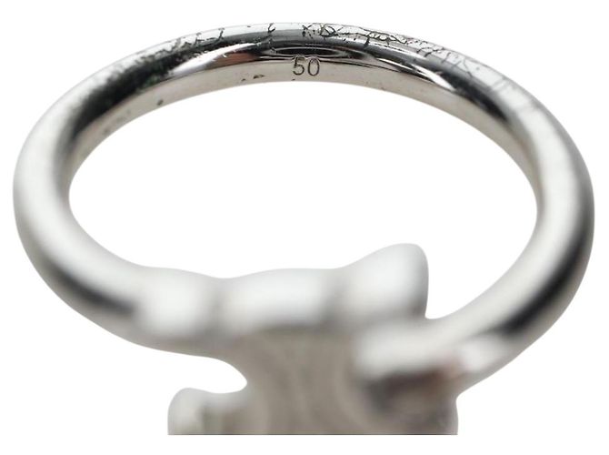 Céline CELINE Trion Asymmetrischer Ring Metall Silber #10(JP Size) Auth 195936M - Ansicht 5