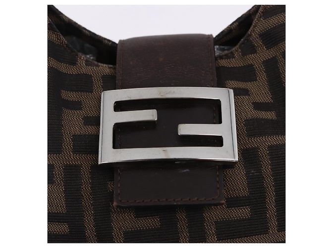 Borsa a mano FENDI Zucca Canvas Marrone Argento Auth 195759 - vista 18