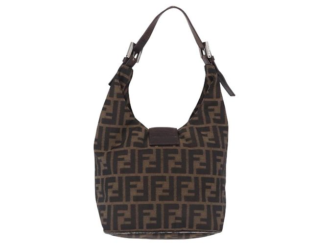 Borsa a mano FENDI Zucca Canvas Marrone Argento Auth 195759 - vista 2