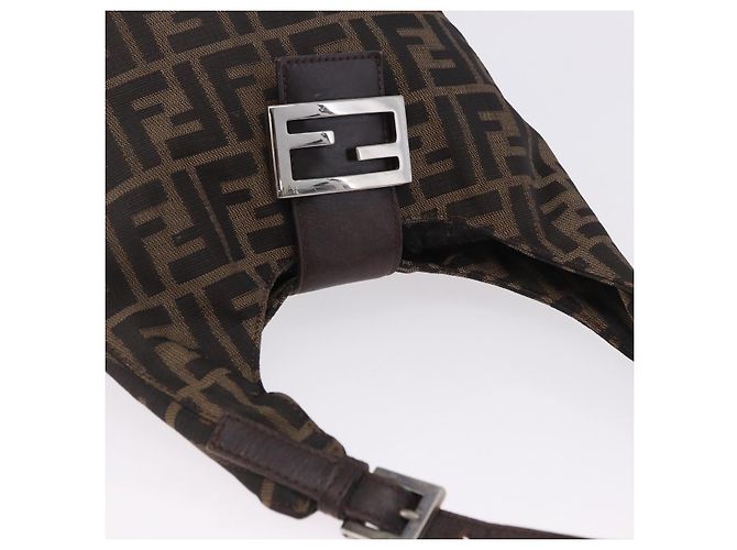 Borsa a mano FENDI Zucca Canvas Marrone Argento Auth 195759 - vista 6