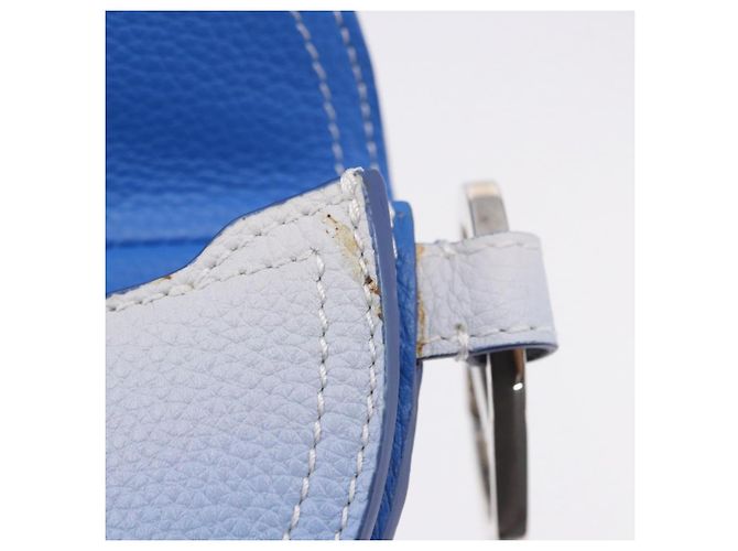 Pouch Saddle Christian Dior in pelle blu argento Auth bs36430V - vista 10