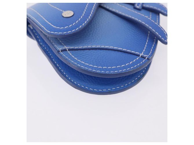 Pouch Saddle Christian Dior in pelle blu argento Auth bs36430V - vista 14