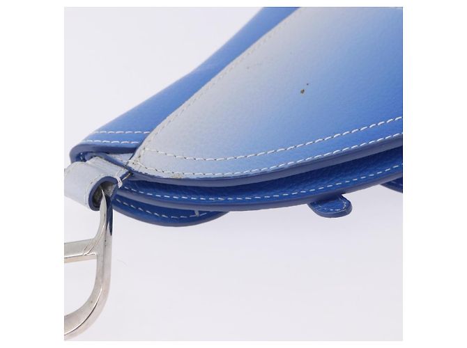 Pouch Saddle Christian Dior in pelle blu argento Auth bs36430V - vista 16