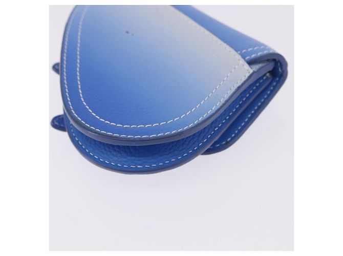 Pouch Saddle Christian Dior in pelle blu argento Auth bs36430V - vista 17