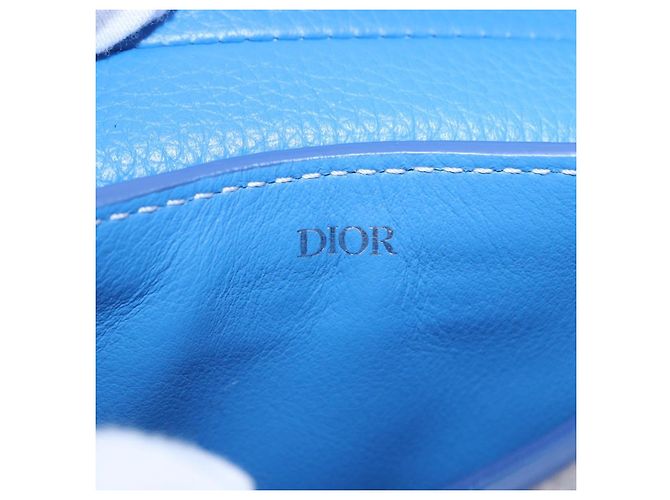 Pouch Saddle Christian Dior in pelle blu argento Auth bs36430V - vista 18
