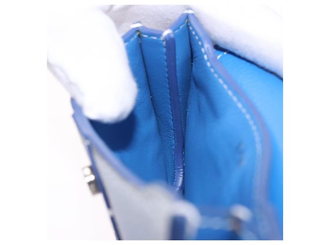 Pouch Saddle Christian Dior in pelle blu argento Auth bs36430V - vista 20