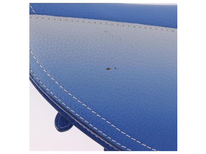Pouch Saddle Christian Dior in pelle blu argento Auth bs36430V - vista 3