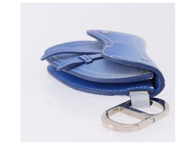 Pouch Saddle Christian Dior in pelle blu argento Auth bs36430V - vista 5